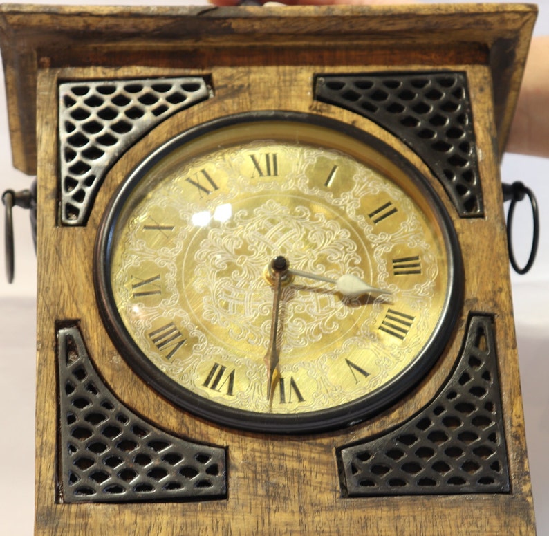 Vintage Table Clock, Wooden Table Clock, Desktop Clock, Fireplace Clock, Unique Clock, Farmhouse Decor, Unique Home Decor, Clock Decor, Gift image 7