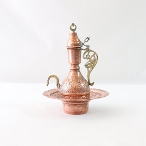 Antique Turkish Tea Set, Copper Tea Set, Handmade Tea Set, Tea Cup, Tea Pot, Tea Tray, Kitchen Decor, Tea Gifts, Turkish Decor, Home Decor