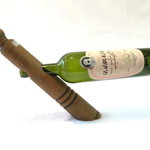 A&E Millwork LTD Wood Self Balancing Wine Bottle Holder, Brass Bottle  Opener, Free Standing Wood Bottle Holder, Wine Bottle Holder for  Countertop