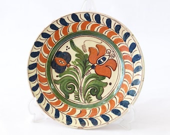Prato de cerâmica vintage, prato pintado à mão, prato para pendurar na parede, decoração de prato de parede, prato decorativo de parede, decoração de casa de fazenda, decoração de parede exclusiva