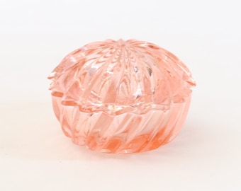 Glass Clam Jewelry Box, Glass Clam Shell, Clam Shell Trinket Box, Clam Powder Case, Clam Powder Box, Vintage Jewelry Box, Pink Glass, Gift