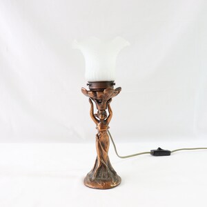 Art Nouveau Lamp, Woman Lamp, Antique Table Lamp, Vintage Table Lamp, Antique Desk Lamp, Vintage Desk Lamp, Bedside Lamp, Copper, Desk Gift image 6