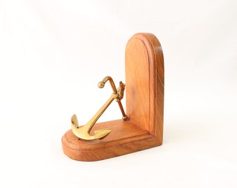Maritime Buchstütze, Anker Buchstütze, einzigartige Buchstütze, Holz Buchstütze, Messing Buchstütze, Geschenke für Buchliebhaber, Buchzubehör, Nautische Schreibtisch Dekoration