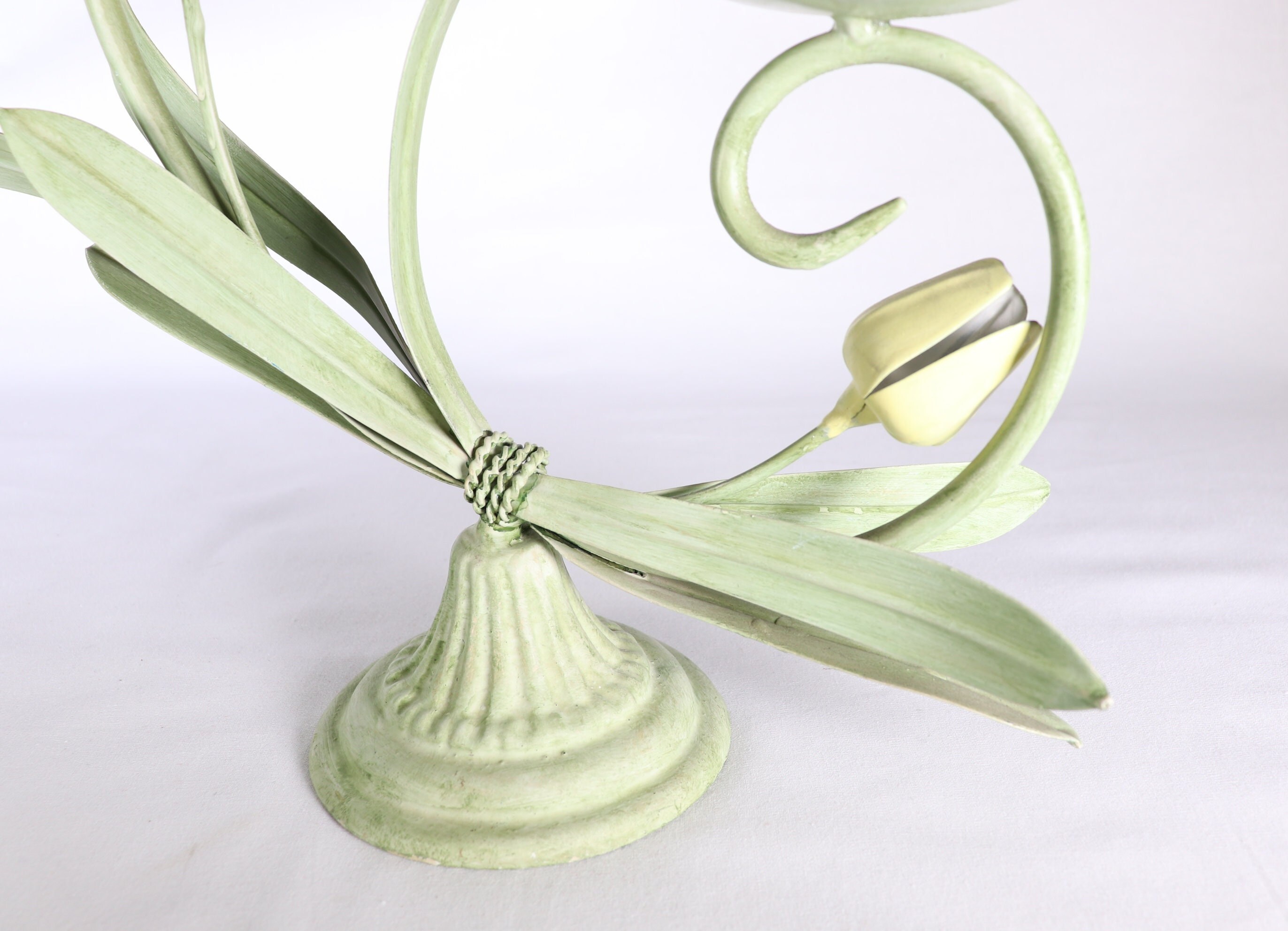 Vintage Metal Candle Holder, Flower Candle Holder, Tulip Candle Holder