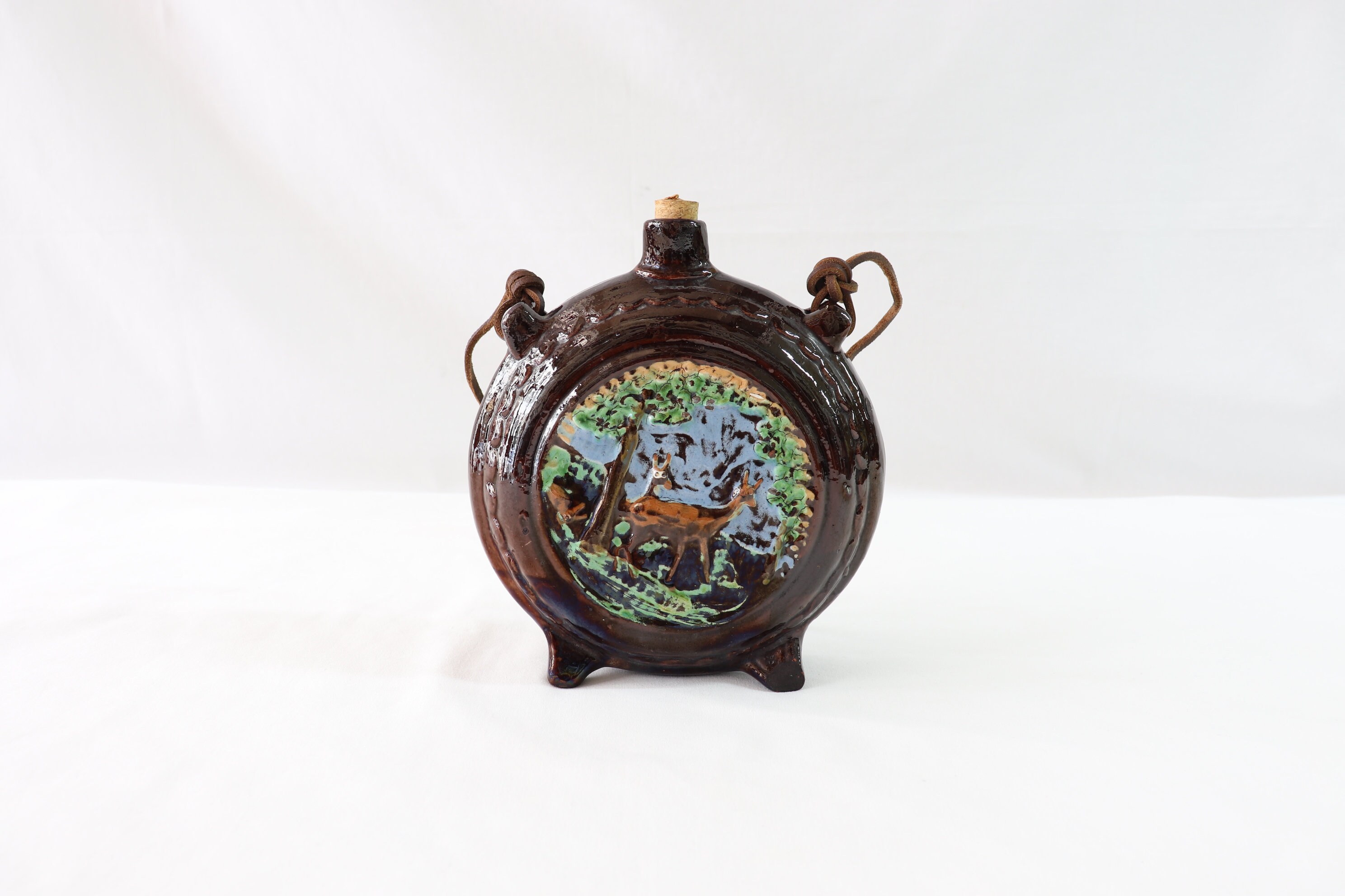 Antique Ceramic Flask Hand Painted Flask Decorative Flask - Etsy