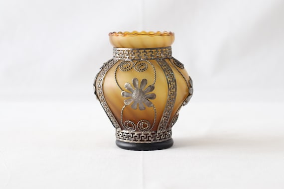 Vintage Handmade Vase, Small Vase, Orange Vase, Glass Blown Vase, Decorative Vase, Vase Centerpiece, Greek Gifts, Home Decor, Gift For Her