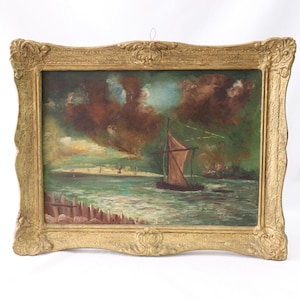 Seascape Oil Painting, Marine Art Oil Painting, Ship Painting, Sea Painting, Painting on Canvas, Antique Oil Painting, Wall Hanging Painting