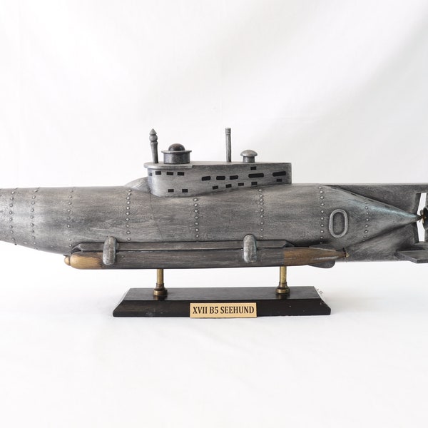 German Submarine Model, Seehund Type XXVII Submarine, Handmade Ship Model, WW2, Submarine Gift, Maritime Decor, Nautical Gift Maritime Decor