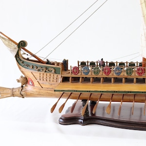 Caesar Ship Model, Julius Caesar Ship, Roman Ship, Roman Warship, Bireme, Wooden Ship Model, Handmade Ship, Antique Ship, Nautical Decor image 4