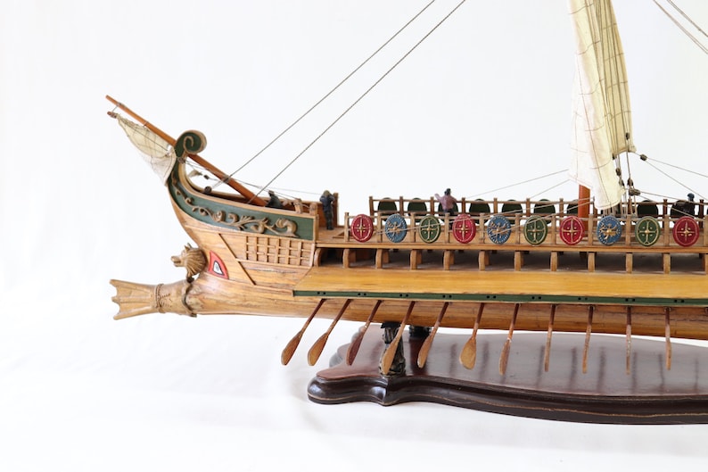 Caesar Ship Model, Julius Caesar Ship, Roman Ship, Roman Warship, Bireme, Wooden Ship Model, Handmade Ship, Antique Ship, Nautical Decor image 4