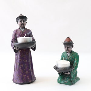 Vintage Candle Holders, Candle Holder Set, Tea light Holder, Chinese Figurines, Qing Dynasty, Chinese Decor, Candle Gifts, Unique Home Decor