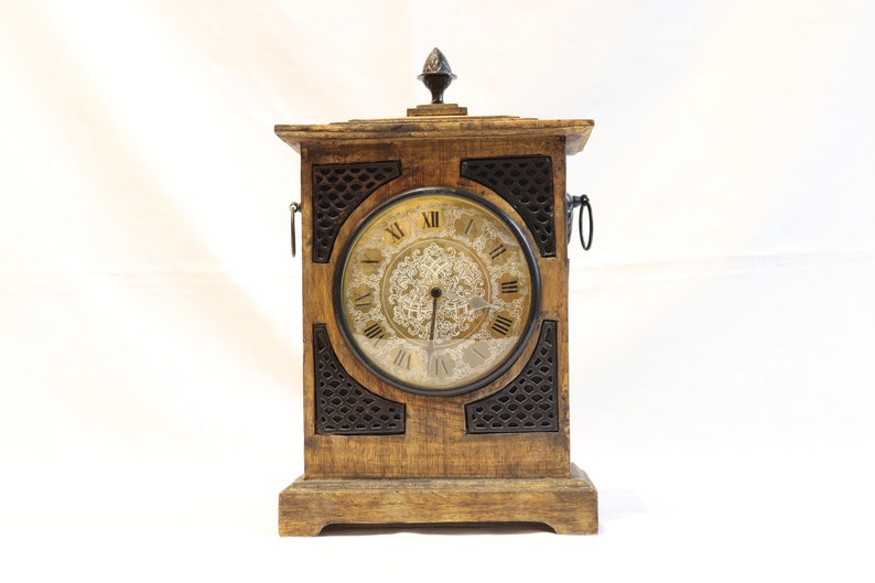 Vintage Table Clock, Wooden Table Clock, Desktop Clock, Fireplace Clock, Unique Clock, Farmhouse Decor, Unique Home Decor, Clock Decor, Gift image 2