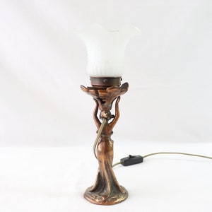 Art Nouveau Lamp, Woman Lamp, Antique Table Lamp, Vintage Table Lamp, Antique Desk Lamp, Vintage Desk Lamp, Bedside Lamp, Copper, Desk Gift image 10