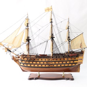 HMS Victory Ship Model, Wooden Ship Model, Handmade Ship Model, Antique Ship Model, Maritime Antiques, Gunship Model, Nautical Decor, Gift