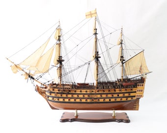 HMS Victory Ship Model, Wooden Ship Model, Handmade Ship Model, Antique Ship Model, Maritime Antiques, Gunship Model, Nautical Decor, Gift