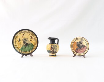 Greek Ceramics, Greek Ceramic Plate, Greek Ceramic Amphora Vase, Athena, Poseidon, Zeus, Hand Painted, Ancient Greek, Greek Gift, Home Decor