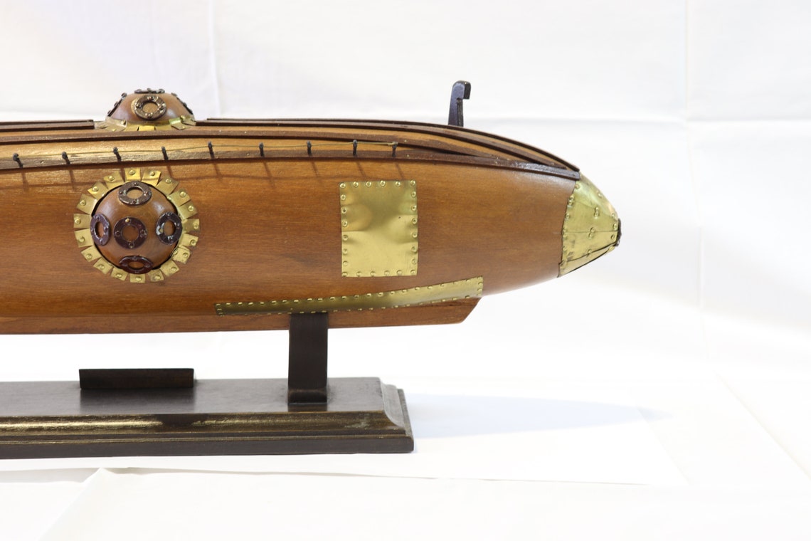 Vintage Wooden Handmade Submarine Model Ictineo Etsy