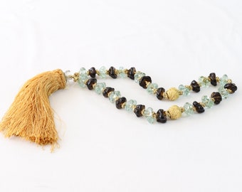 Cuentas de vidrio grandes para la preocupación, piedras grandes para la preocupación, vidrio transparente, vidrio marrón, borla de seda, cuentas de vidrio para meditación, cuentas de vidrio para oración, decoración de escritorio
