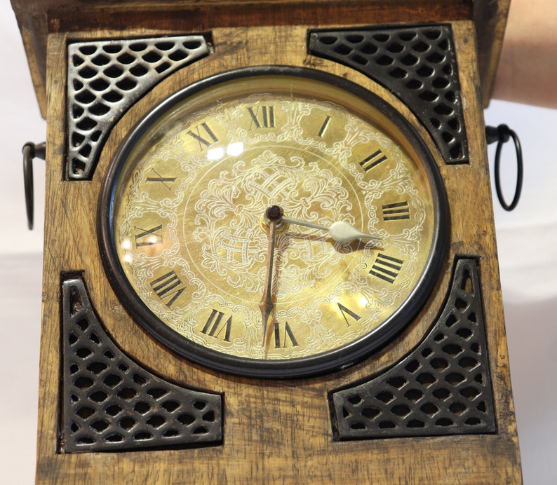 Vintage Table Clock, Wooden Table Clock, Desktop Clock, Fireplace Clock, Unique Clock, Farmhouse Decor, Unique Home Decor, Clock Decor, Gift image 8
