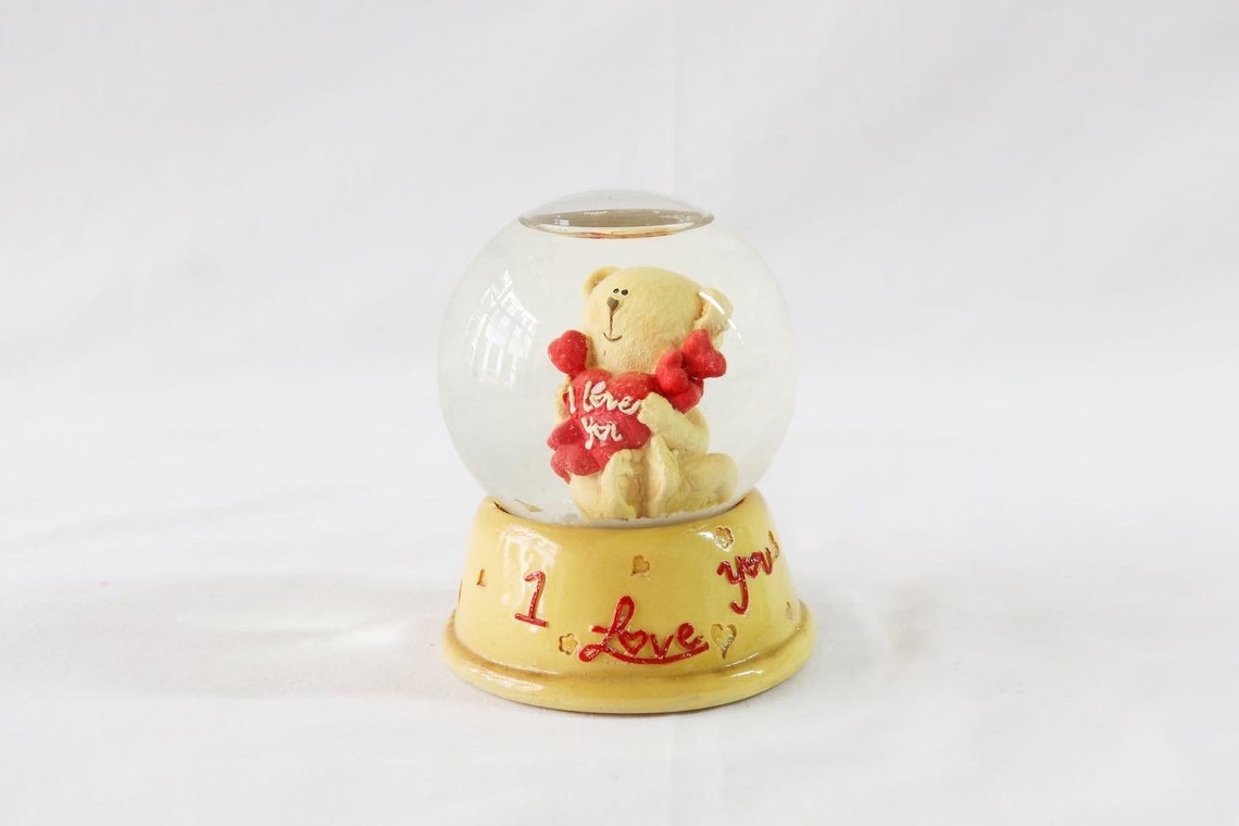 Vintage Snow Globe Bear Figurine Teddy Bear Figurines Teddy Etsy