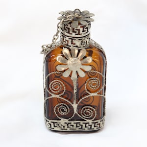Vintage Flask, Antique Flask, Flask for Men, Women Flask, Holy Water Bottle, Vintage Perfume Bottle, Collectible Bottle, Glass Blown Bottle
