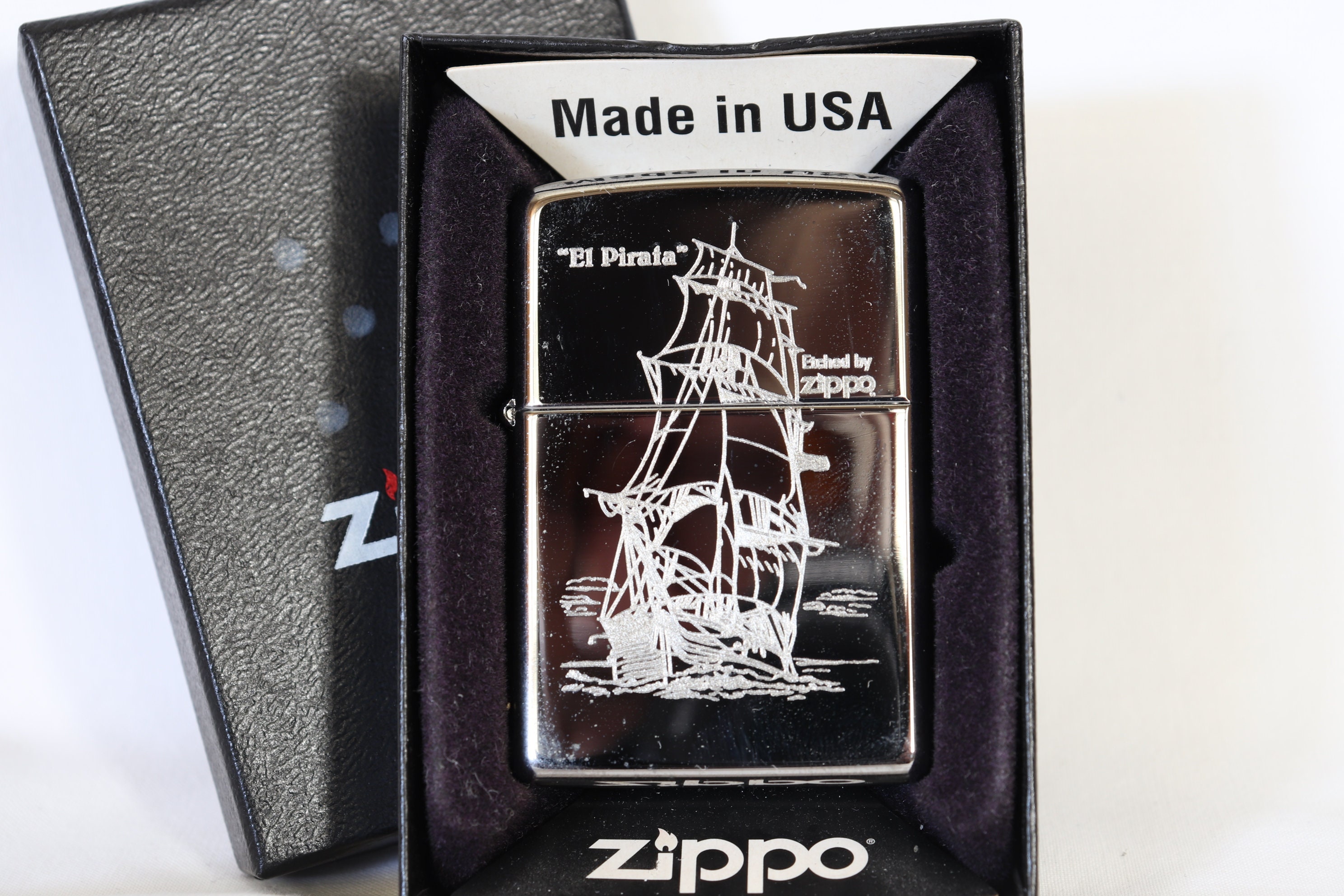El Pirata Ship Zippo Lighter, Sailing Ship Zippo, Vintage Zippo Lighter