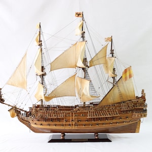 San Felipe Ship Model, Wooden Ship Model, Handmade Ship Model, Antique Ship Model, Spanish Flagship, Spanish Ship Model, Nautical Decor Gift