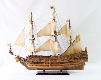 San Felipe Ship Model, Wooden Ship Model, Handmade Ship Model, Antique Ship Model, Spanish Flagship, Spanish Ship Model, Nautical Decor Gift