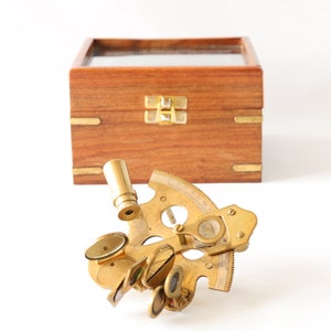 Vintage Nautical Sextant With Wooden Box Brass Sextant Maritime Gifts vintage-nautical-sextant-with-wooden-box-brass-sextant-maritime-gifts