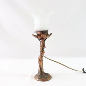 Art Nouveau Lamp, Woman Lamp, Antique Table Lamp, Vintage Table Lamp, Antique Desk Lamp, Vintage Desk Lamp, Bedside Lamp, Copper, Desk Gift image 9