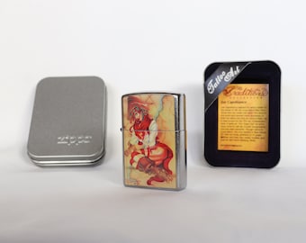 Accendino Zippo con tatuaggio nautico e malizioso, Zippo di Joe Capobianco, ragazza pin-up, accendino Zippo vintage, accendino Zippo da collezione, Zippo pirata