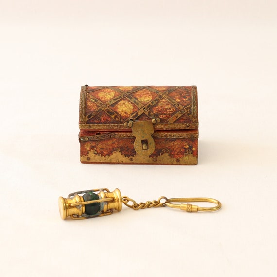 Nautical Keychain with Wooden Box, Nautical Key Holder, Nautical Key Hook, Nautical Lamp, Wooden Chest, Nautical Lamp, Nautical Gift for Men