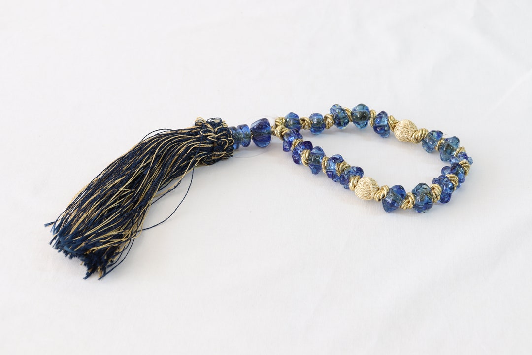 Glass Worry Beads, Blue Glass, Glass Prayer Beads, Glass Meditation
