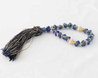 Cuentas de vidrio para la preocupación, vidrio azul, cuentas de oración de vidrio, cuentas de meditación de vidrio, cuentas de oración vintage, komboloi, centro de mesa, regalo para ella
