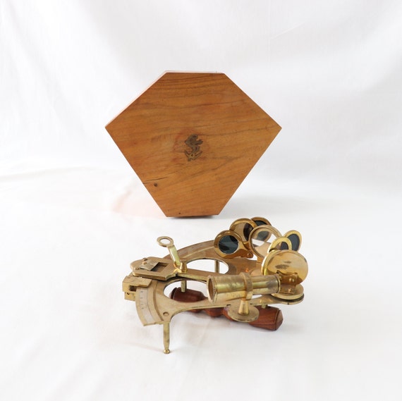 Grand Sextant En Laiton Avec Boîte En Bois - 10 "- Collection Navigation Nautique