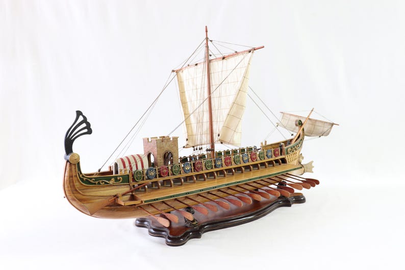 Caesar Ship Model, Julius Caesar Ship, Roman Ship, Roman Warship, Bireme, Wooden Ship Model, Handmade Ship, Antique Ship, Nautical Decor image 9