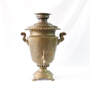 Antique Coal Samovar, Brass Samovar, XL Samovar, Big Samovar, Decorative Samovar, Gold Samovar, Samovar Teapot, Kitchen Decor Antique Vessel