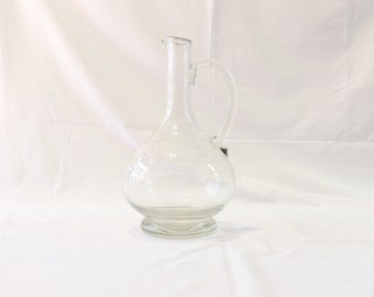 Vintage Wine Decanter, Vintage Glass Decanter, Clear Glass Decanter, Wine Pitcher, Vintage Glass Pitcher, Blown Glass Decanter, Wine Carafe