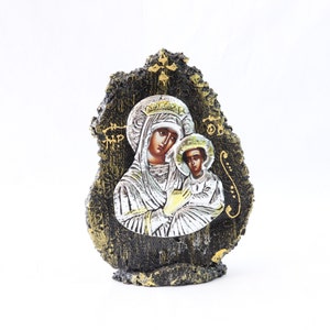 Virgin Mary Icon, Jesus Christ Icon, Handmade Icon, Silver Icon, Gold Icon, Tinos Island, Religious Icon, Religious Decor, Baptism Gifts