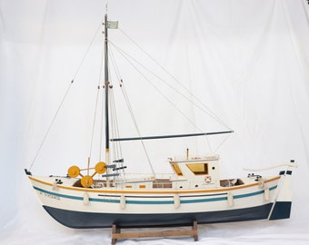 Unique Wooden Handmade Fishing Boat Model, Wooden Handmade Ship Model, Greek Ship, Fishing Gifts for Men, Fishing Decor, Unique Home Decor
