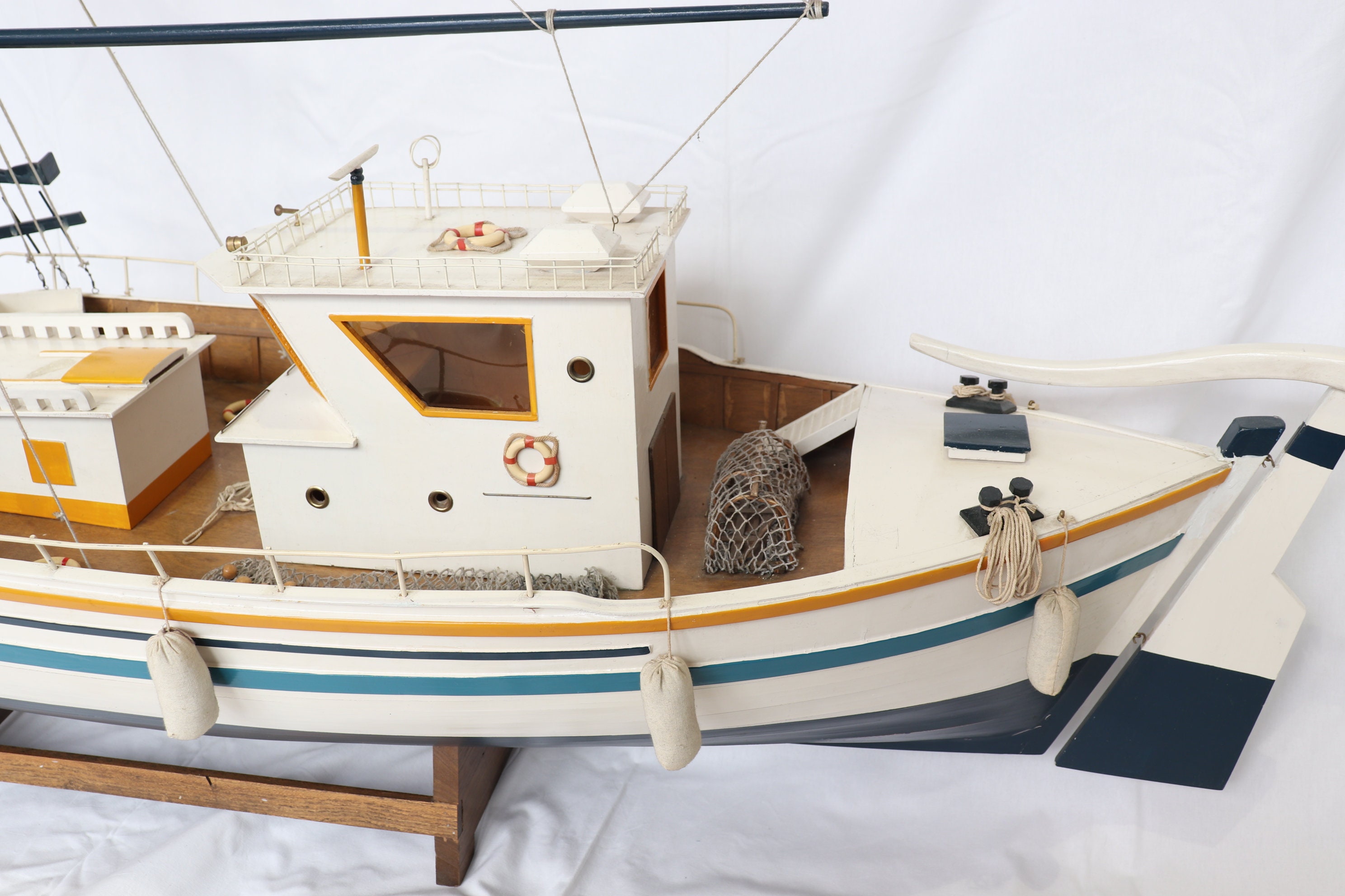 Unique Wooden Handmade Fishing Boat Model, Wooden Handmade Ship Model,  Greek Ship, Fishing Gifts for Men, Fishing Decor, Unique Home Decor 