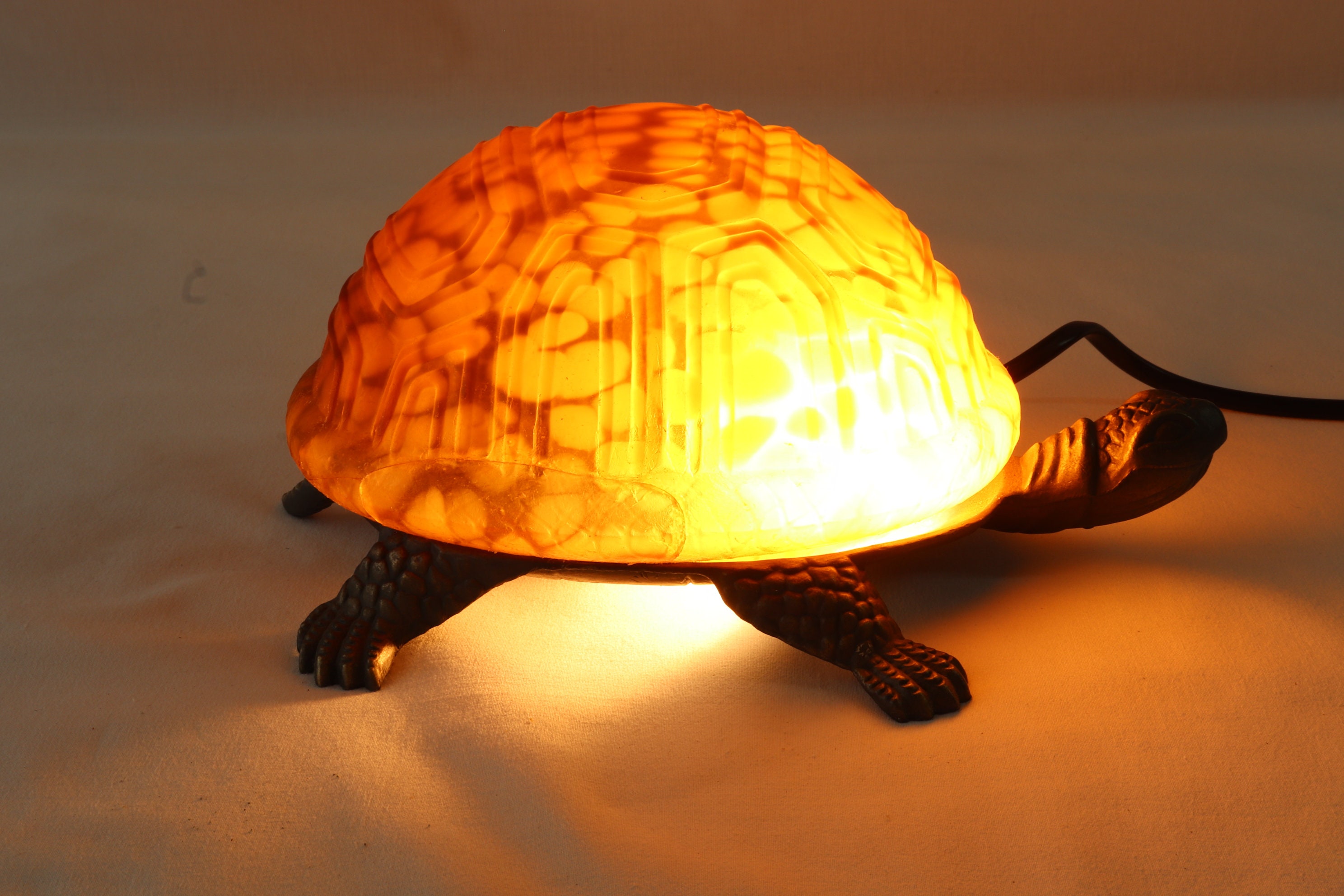 Turtle Table Lamp Vintage Glass Table Lamp Antique Desk Etsy