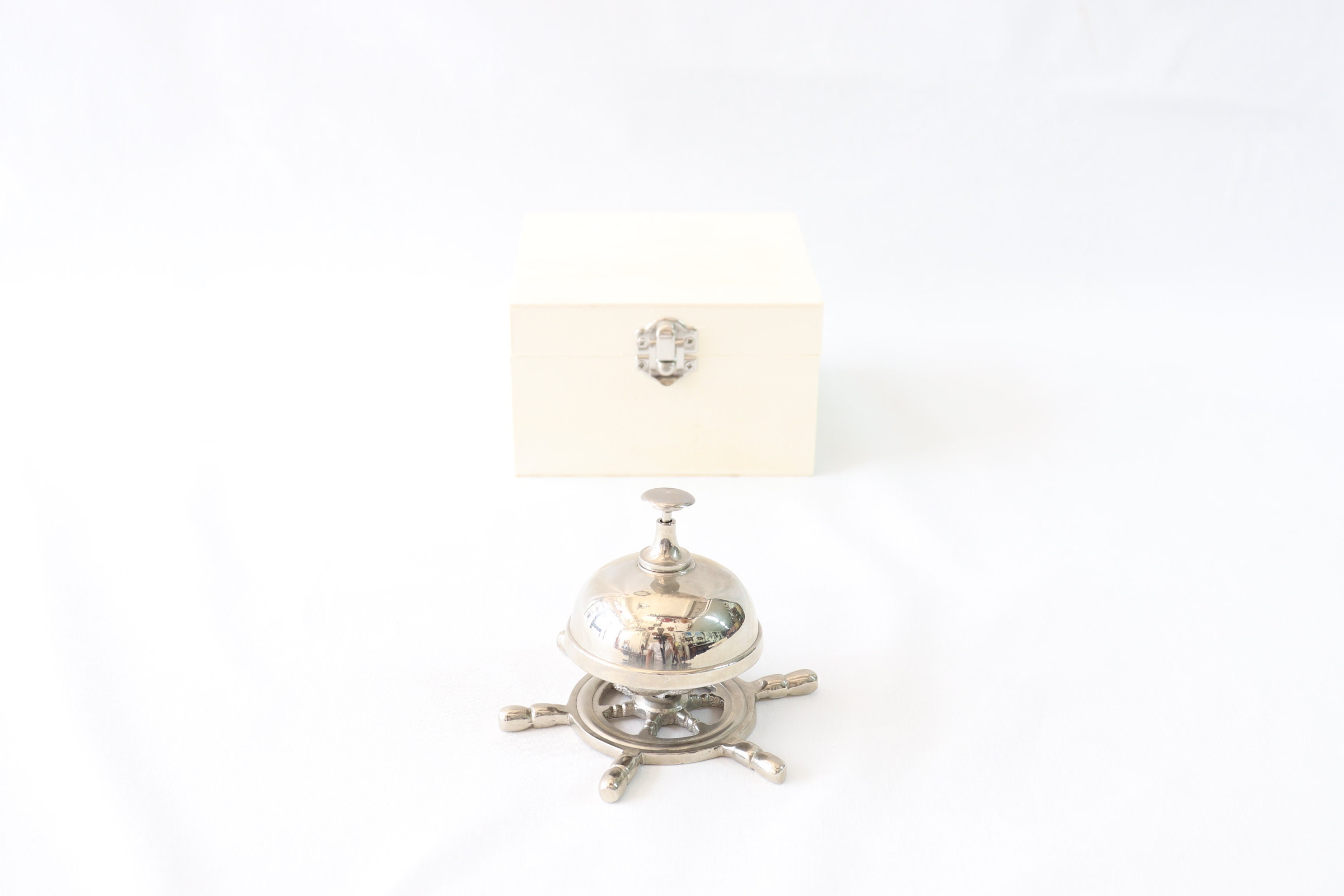 Vintage Reception Bell, Service Desk Nautical Ships Wheel, Decor, Office Accessories, Gifts