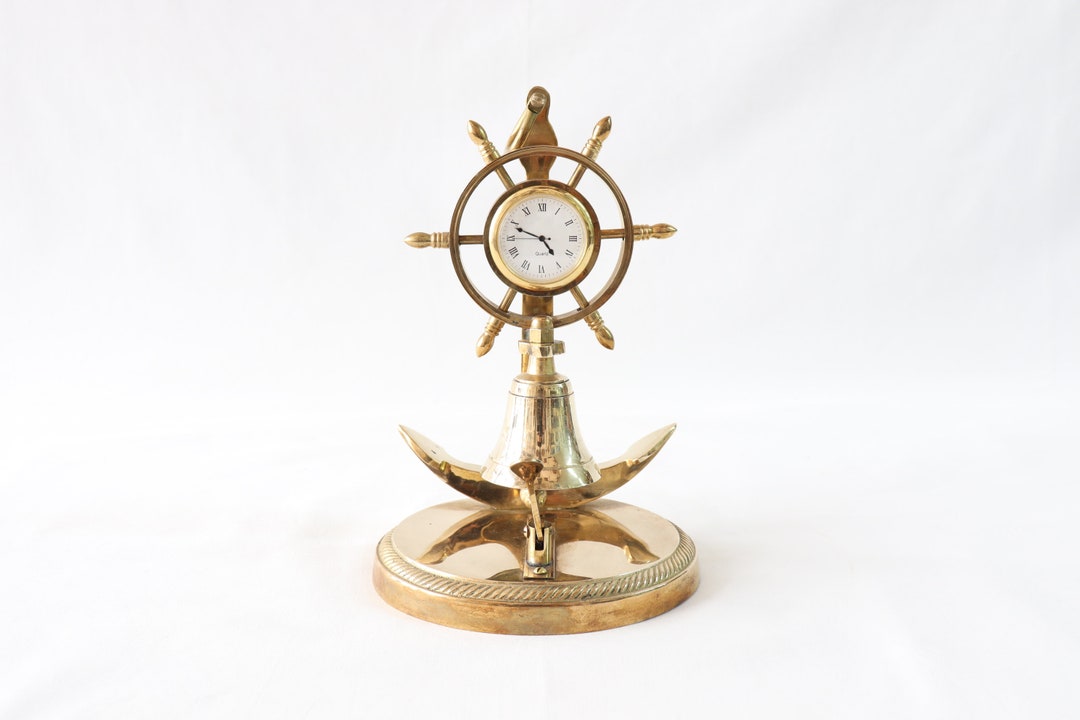 Ships Wheel Clock, Nautical Desk Clock, Nautical Table Clock, Maritime