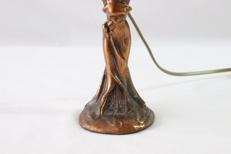 Art Nouveau Lamp, Woman Lamp, Antique Table Lamp, Vintage Table Lamp, Antique Desk Lamp, Vintage Desk Lamp, Bedside Lamp, Copper, Desk Gift image 4