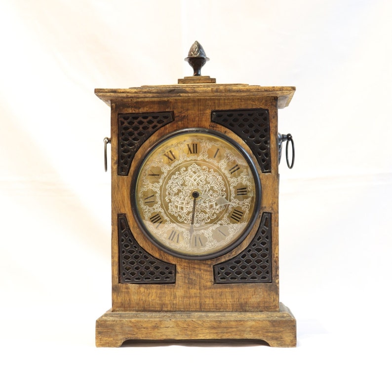 Vintage Table Clock, Wooden Table Clock, Desktop Clock, Fireplace Clock, Unique Clock, Farmhouse Decor, Unique Home Decor, Clock Decor, Gift image 9