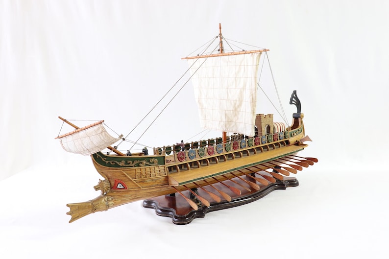 Caesar Ship Model, Julius Caesar Ship, Roman Ship, Roman Warship, Bireme, Wooden Ship Model, Handmade Ship, Antique Ship, Nautical Decor image 17