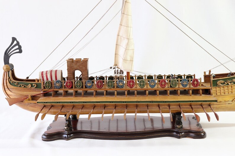 Caesar Ship Model, Julius Caesar Ship, Roman Ship, Roman Warship, Bireme, Wooden Ship Model, Handmade Ship, Antique Ship, Nautical Decor image 12