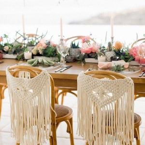 Wedding Macrame, Back Chair Macrame, Wedding Chair Back, Decor Bohemian, Boho Wedding, Price is for Two pieces