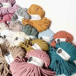 BOBBINY BRAIDED CORD | 5mm | 100 m | 108 yards | bobbiny | macrame cord | cotton cord | knit | crochet | 100 % recycled cotton | soft string